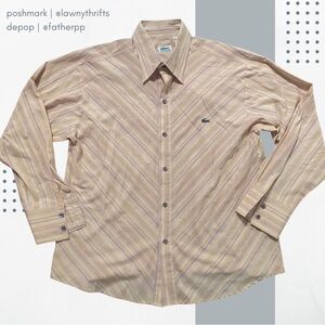 Lacoste Men's 3XL Striped Button Down Shirt